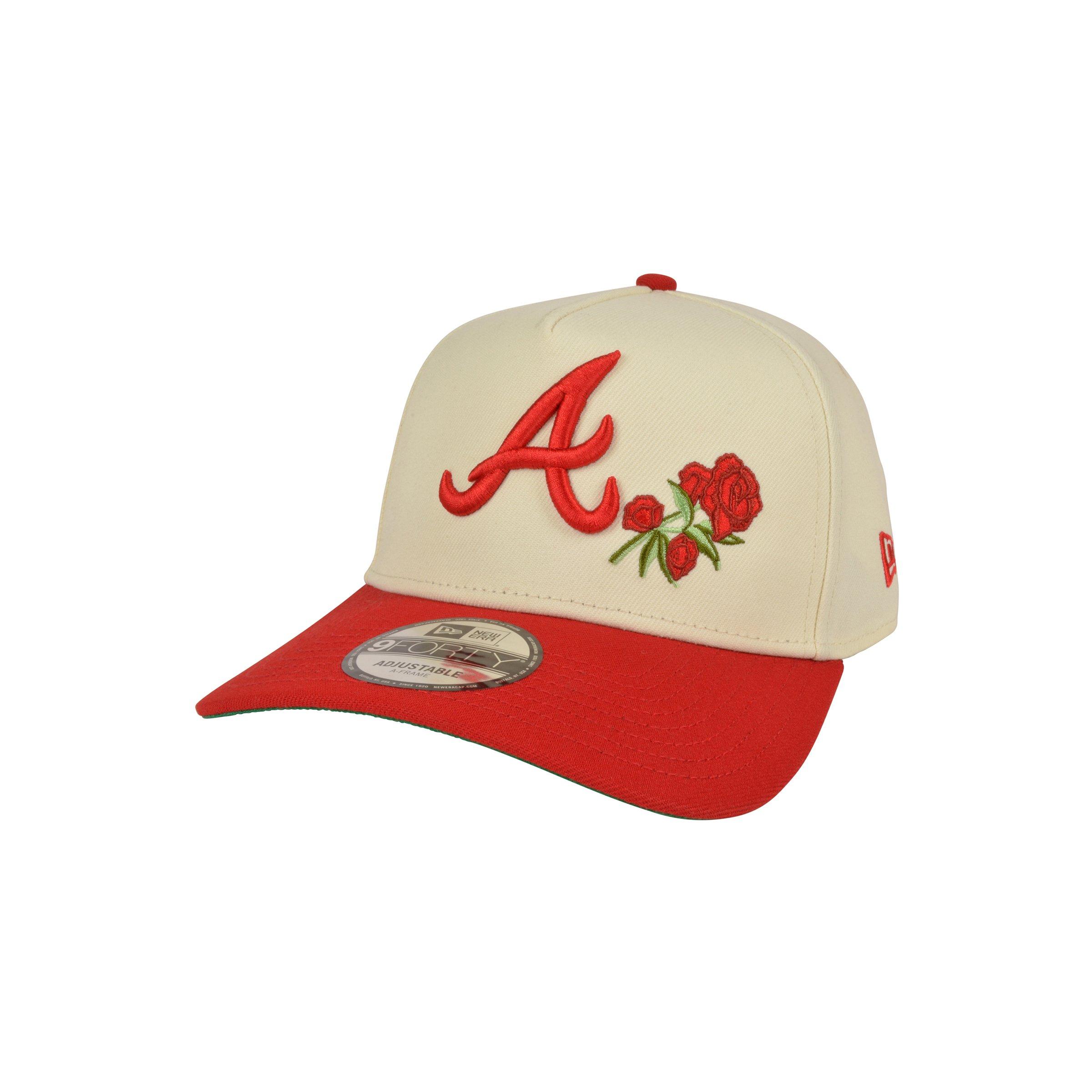 New Era Atlanta Braves 9FORTY A-Frame Roses Snapback Hat - White/Red - WHITE/RED